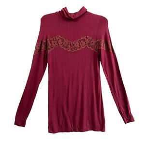 Free people Lace Turtleneck Top Blouse Women's Medium